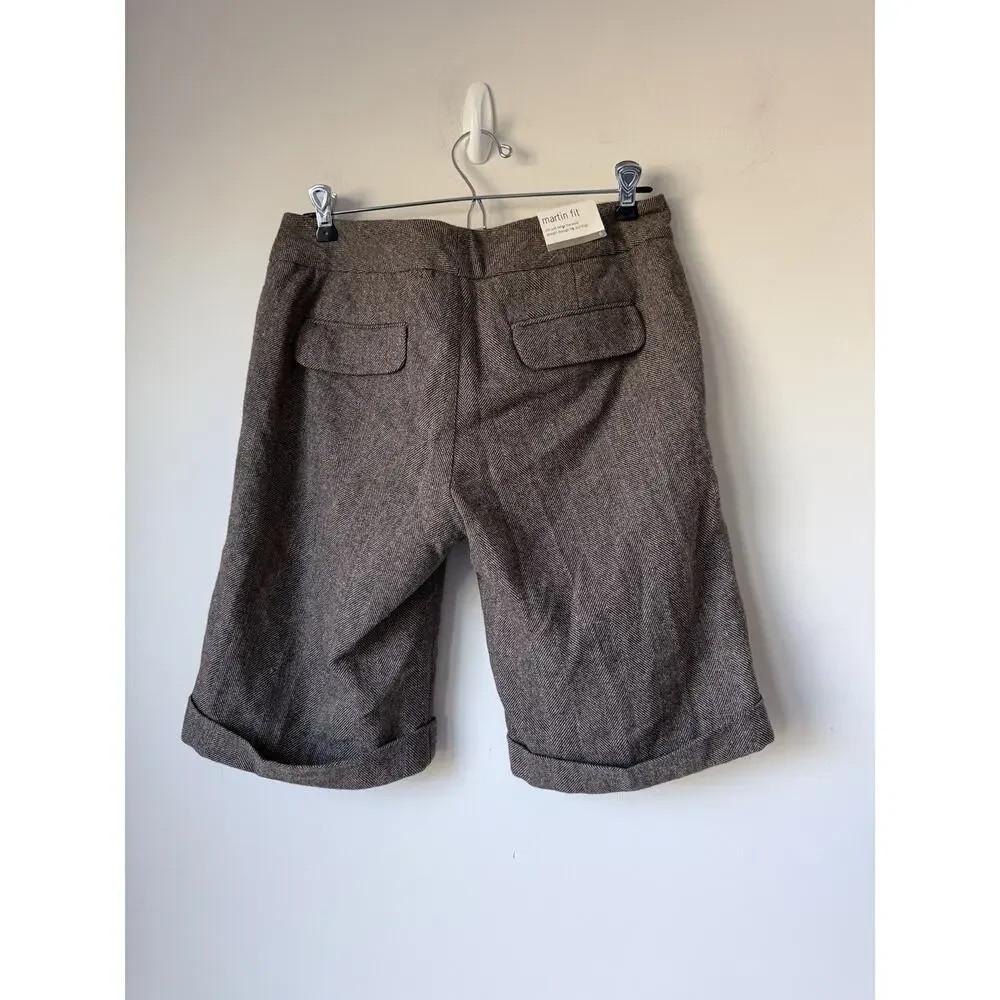 NEW Banana Republic 6 Herringbone Martin Fit Shorts 100% Wool Brown - Picture 2 of 8